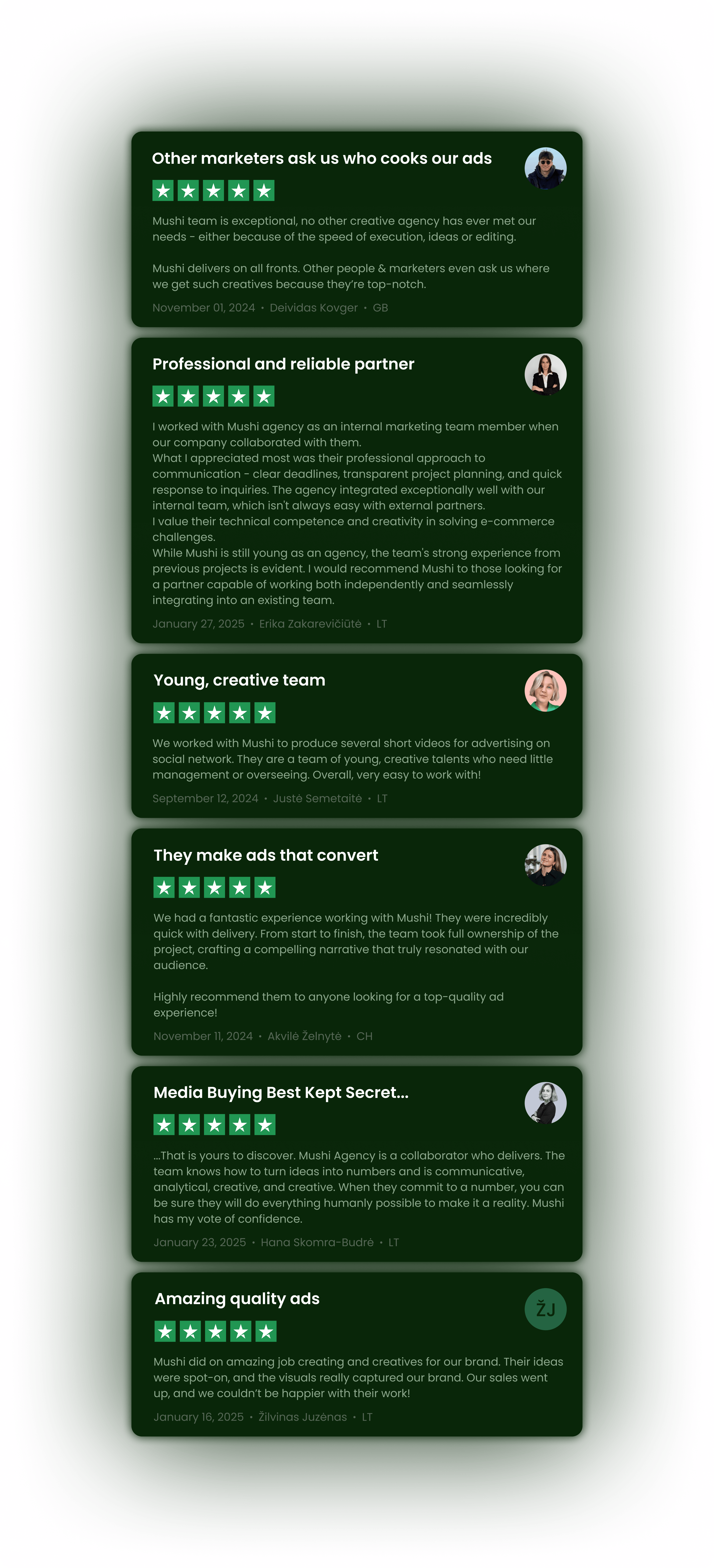 Customer testimonials